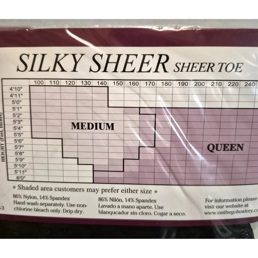 On The Go! Silky Sheer Thigh High Stockings Black Stay Up Lace Top 2 Pairs Sz M